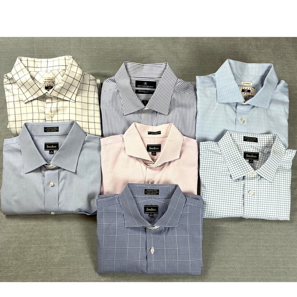 Lot 7 Neiman Marcus Joseph Abboud Dress Shirts 17 35 XL Premium Luxury